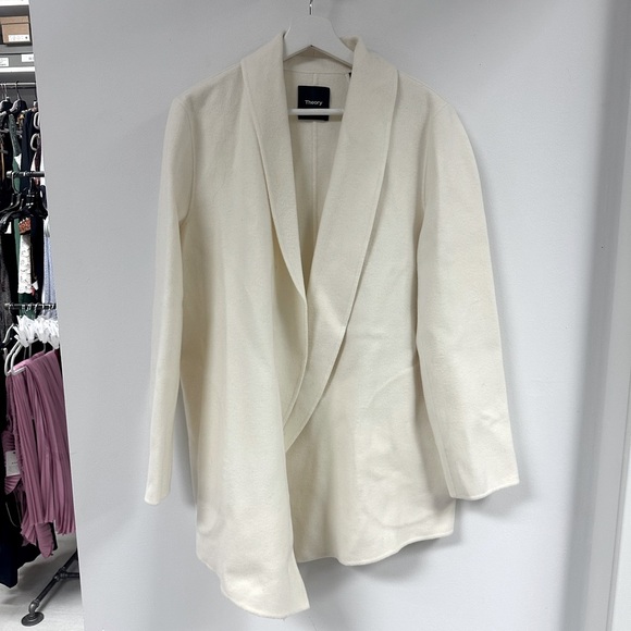 Theory Sileena Coat in Ivory. - Picture 9 of 10